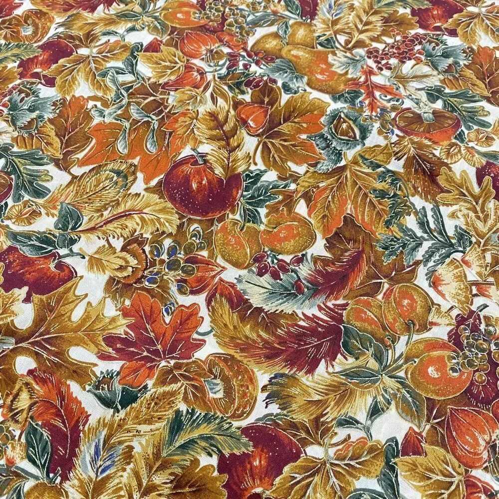 Handmade 100% Cotton Autumnal Tablecloth Fall Leaves Apples Pears 59